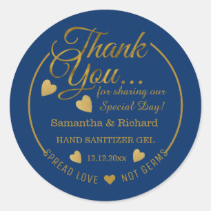 Spread Liebe Hand Sanitizer Blue Gold Vielen Dank Runder Aufkleber