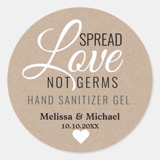 Spread-Liebe Hand Sanitizer Gastgeschenk Hochzeit  Runder Aufkleber (Vorderseite)