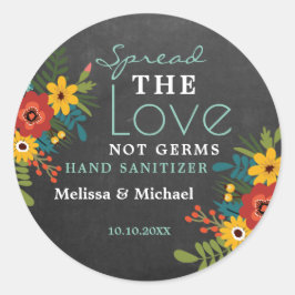 Spread Liebe Hand Sanitizer Hochzeitskhalkboard Runder Aufkleber