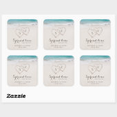 Spread Liebe Herz in den Sand Strand Hochzeit Gefa Quadratischer Aufkleber (Blatt)