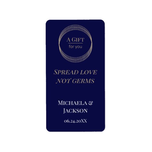 Spread-Liebe Nicht Germs Blue Wedding Sanitizer Adressaufkleber (Vorne)