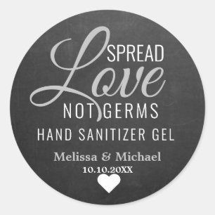 Spread-Liebe Nicht Germs Sanitizer Hochzeitskarte Runder Aufkleber