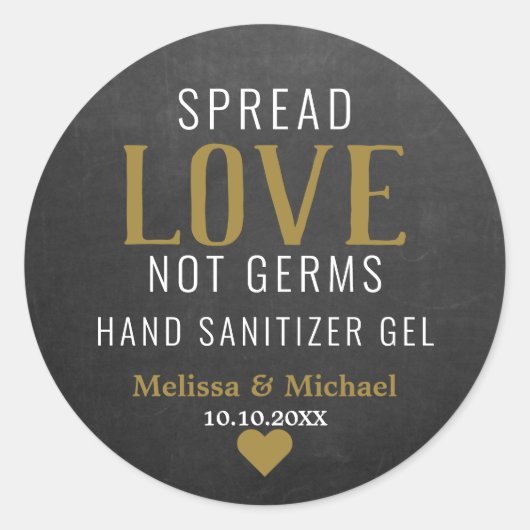 Spread-Liebe Nicht Germs Sanitizer Hochzeitskhalkb Runder Aufkleber (Vorderseite)