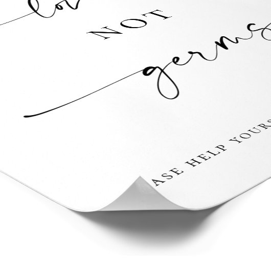 Spread-Liebe nicht Germs Sanitizer-Station Hochzei Poster (Ecke)