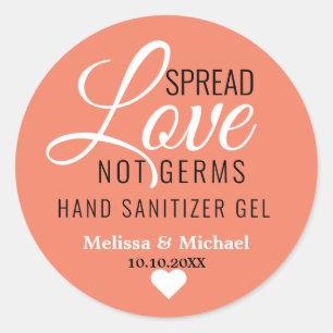 Spread-Liebe nicht Germs Wedding Hand Sanitizer Ge Runder Aufkleber