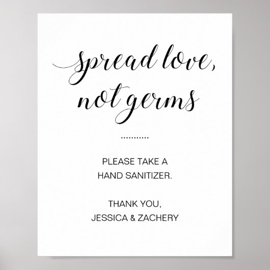 Spread-Liebe nicht Keime Hand Sanitäter Hochzeit Poster (Vorne)