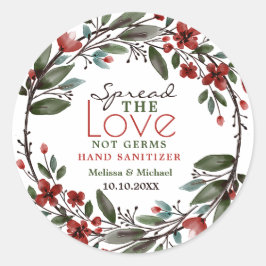 Spread Liebe Red Floral Wreath Hand Sanitizer Gefa Runder Aufkleber