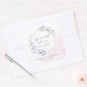 Spread Liebe Rose Gold Dusty Blauer Grüne Hochzeit Quadratischer Aufkleber (Umschlag)