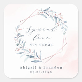 Spread Liebe Rose Gold Dusty Blauer Grüne Hochzeit Quadratischer Aufkleber