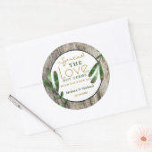 Spread-Liebe Rustic Wedding Hand Sanitizer Gefalle Runder Aufkleber (Umschlag)