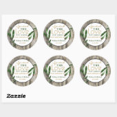 Spread-Liebe Rustic Wedding Hand Sanitizer Gefalle Runder Aufkleber (Blatt)