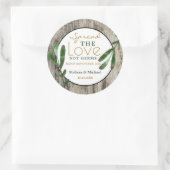 Spread-Liebe Rustic Wedding Hand Sanitizer Gefalle Runder Aufkleber (Tasche)