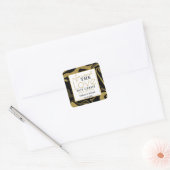 Spread Liebe Schwarz und Gold Hochzeitshandaniker Quadratischer Aufkleber (Umschlag)
