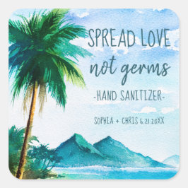 Spread Liebe Tropical Beach Hochzeit Gefallen Quadratischer Aufkleber