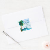 Spread Liebe Tropical Beach Hochzeit Gefallen Quadratischer Aufkleber (Umschlag)