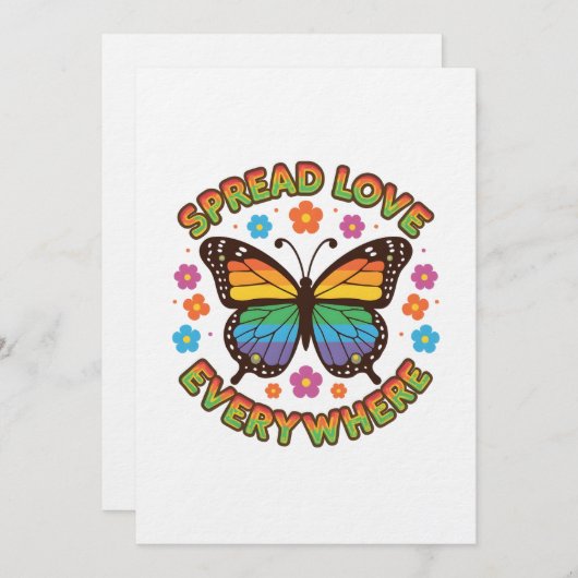 Spread Love Everywhere – Rainbow Butterfly Quote – Einladung (Vorne/Hinten)