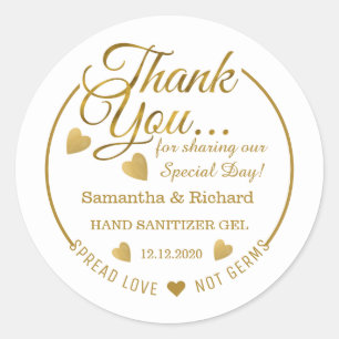 Spread Love Hand Sanitizer Gold Vielen Dank Runder Aufkleber