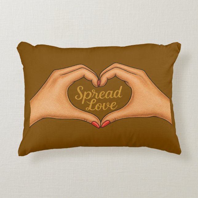 Spread Love Herz Hände Gold Zitat – Kissen (Vorderseite)