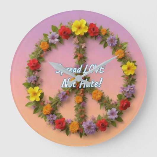 Spread Love Not Hate Große Wanduhr (Vorderseite)