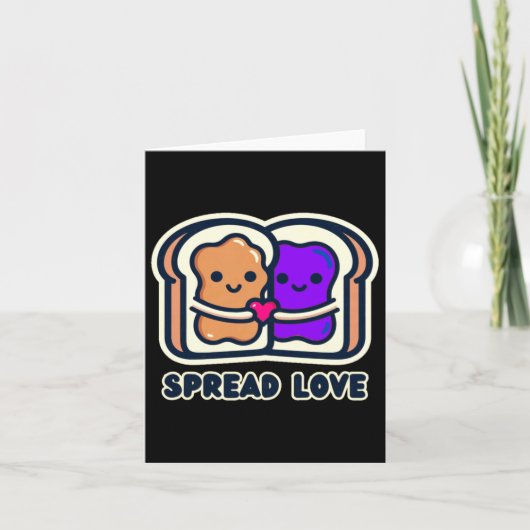 Spread Love Peanut Butter And Jelly Valentine Desi Karte (Vorderseite)