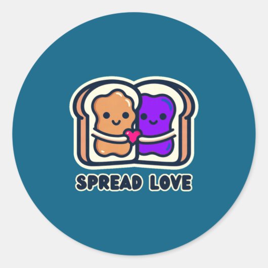 Spread Love Peanut Butter And Jelly Valentine Desi Runder Aufkleber (Vorderseite)