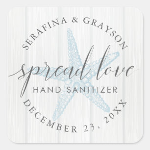 Spread Love Starfish Rustikales Handdesinfektionsm Quadratischer Aufkleber