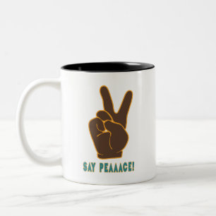 Spread Peace Not Fee Hand signieren zwei tone Tass Zweifarbige Tasse