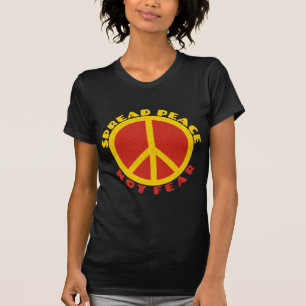 Spread Peace Not Fee Peace Symbol Gelb Rot T-Shirt