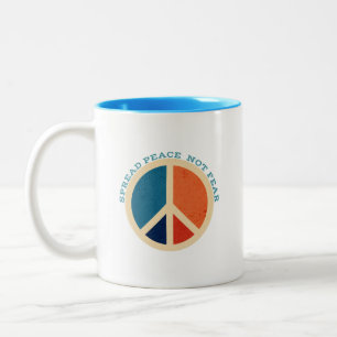 Spread Peace Not Fee Peace Symbol Gelb Rot Zwei- Zweifarbige Tasse