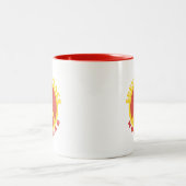 Spread Peace Not Fee Peace Symbol Gelb Rot Zweifarbige Tasse (Mittel)