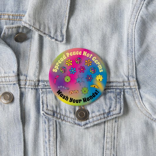 Spread Peace Not Germs Cute Cartoon Germs Button (Beispiel)