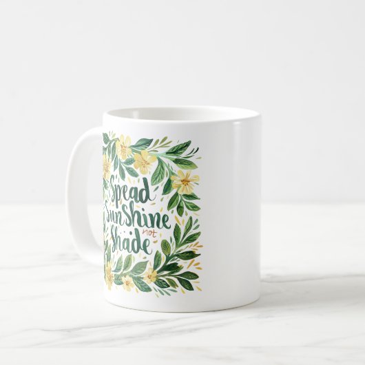 "Spread SunShine" Gelb und Grün Kaffeetasse (Vorderseite Links)