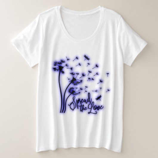 Spread The Love Dandelions and Dragonflies Große Größe T-Shirt (Design vorne)