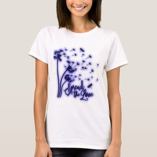 Spread The Love Dandelions and Dragonflies T-Shirt (Vorderseite)