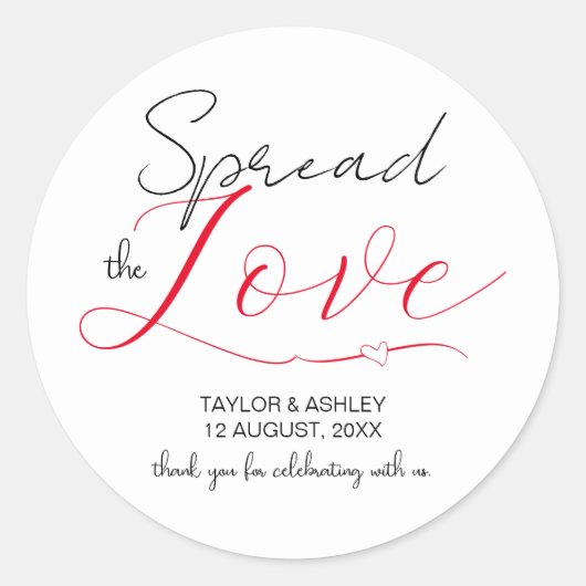Spread the Love Minimal Script Hochzeit Runder Aufkleber (Vorderseite)
