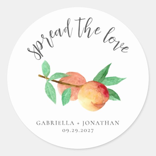 Spread The Love Peach Jam Wedding Favor Runder Aufkleber (Vorderseite)