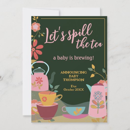 Spread the Tea Baby Brewing Pregnancy Ankündigung (Vorderseite)