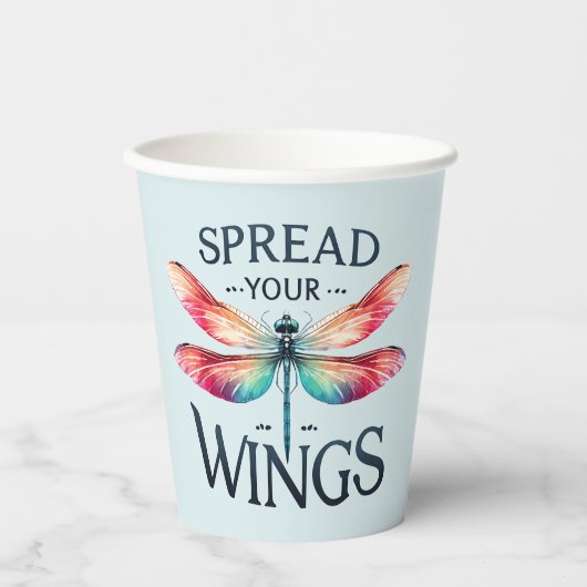 Spread Your Wings - Artistic Dragonfly Pappbecher (Vorderseite)