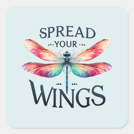 Spread Your Wings - Artistic Dragonfly Quadratischer Aufkleber (Vorderseite)