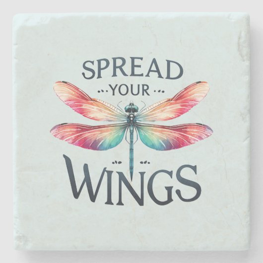 Spread Your Wings - Artistic Dragonfly Steinuntersetzer (Vorderseite)
