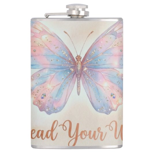 Spread Your Wings Vinyl 🦋Wrapped Flask remains th Flachmann (Vorderseite)