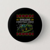 Spreading Christmas Cheer Farming Tractor Ugly Swe Button (Vorderseite)