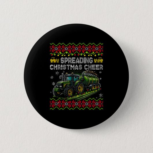 Spreading Christmas Cheer Farming Tractor Ugly Swe Button (Vorderseite)