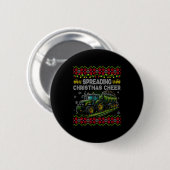 Spreading Christmas Cheer Farming Tractor Ugly Swe Button (Vorne & Hinten)