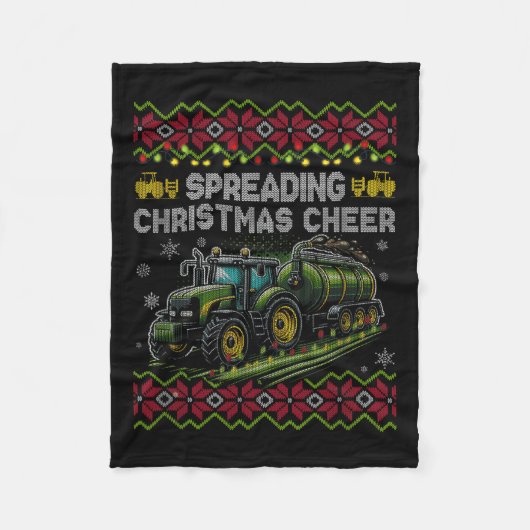 Spreading Christmas Cheer Farming Tractor Ugly Swe Fleecedecke (Vorderseite)