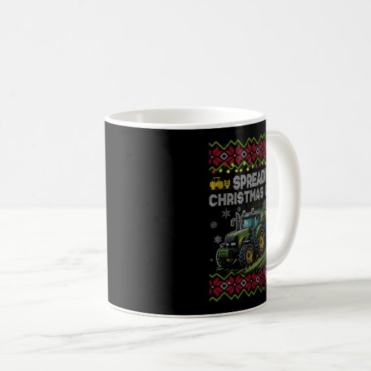 Spreading Christmas Cheer Farming Tractor Ugly Swe Kaffeetasse (VorderseiteRechts)