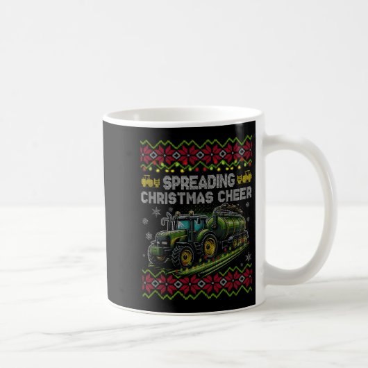 Spreading Christmas Cheer Farming Tractor Ugly Swe Kaffeetasse (Rechts)