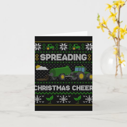 Spreading Christmas Cheer Farming Tractor Ugly Swe Karte (Gelbe Blume)