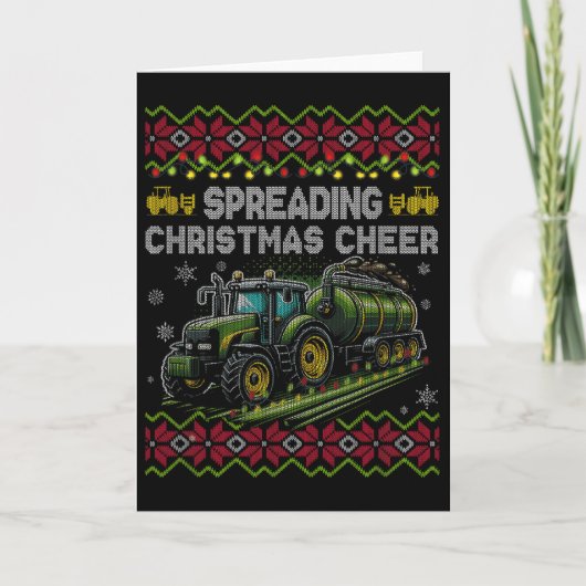 Spreading Christmas Cheer Farming Tractor Ugly Swe Karte (Vorderseite)