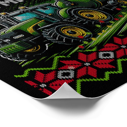 Spreading Christmas Cheer Farming Tractor Ugly Swe Poster (Ecke)